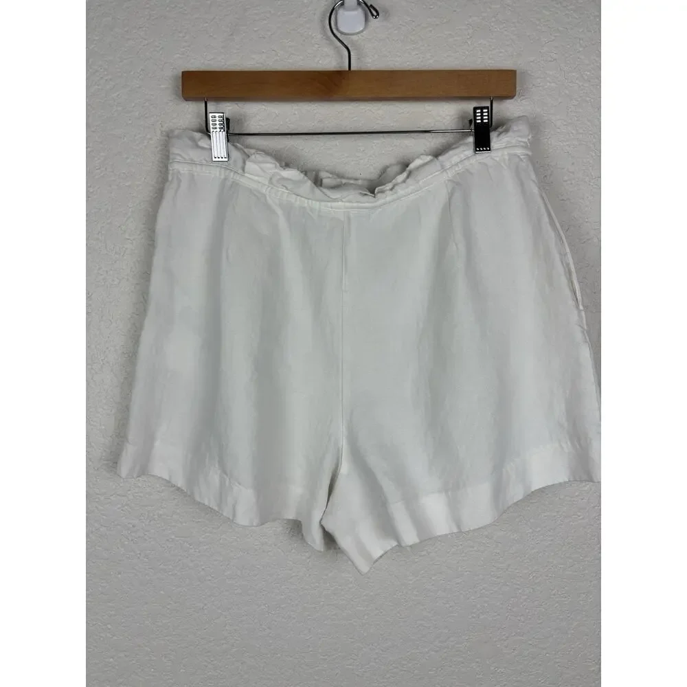 Zara Linen Cotton Women’s Shorts Size‎ Large White Breathable Summer Minimalist